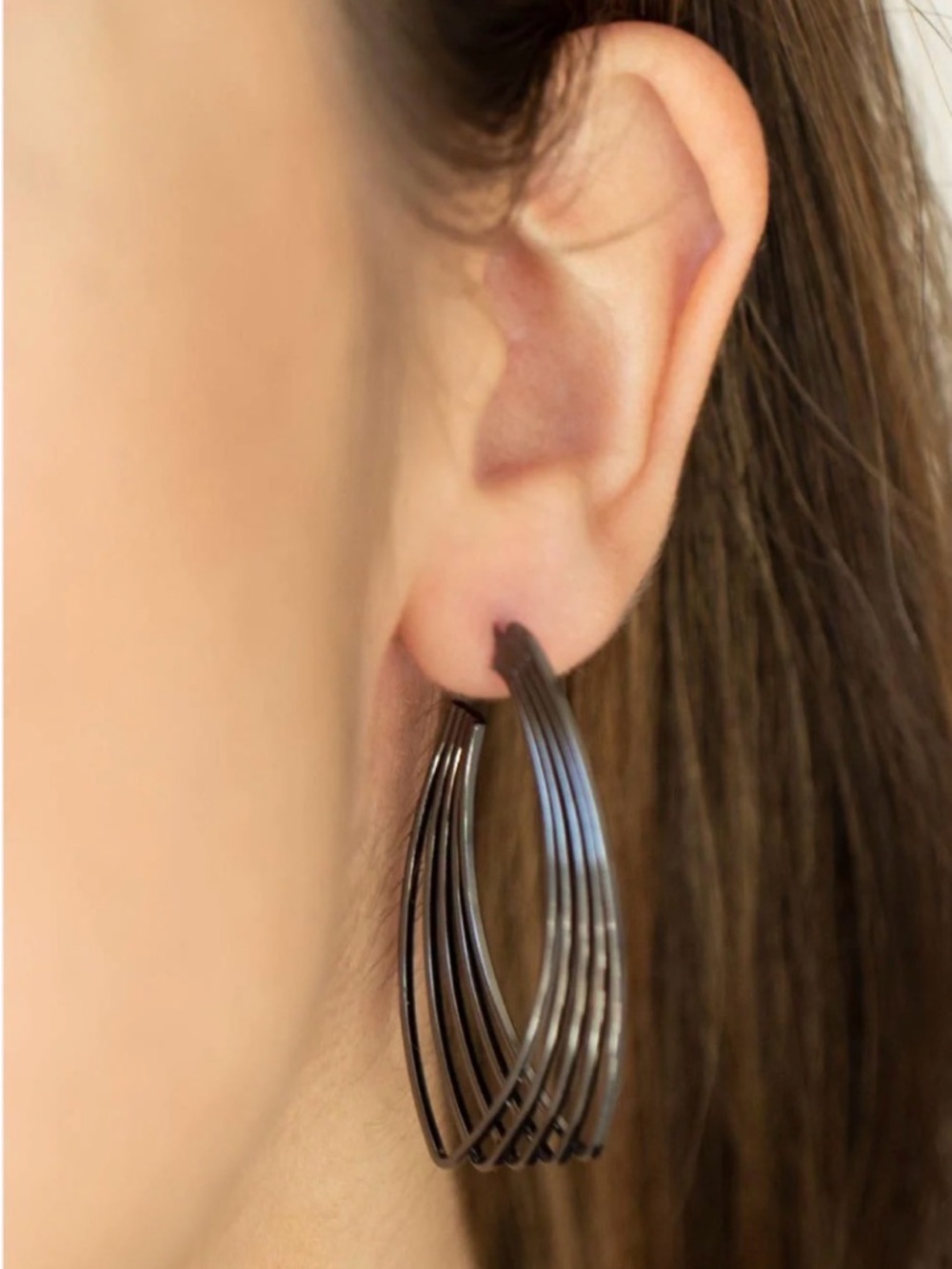 Paparazzi jewelry-Industrial Illusion - Black Hoop Earrings